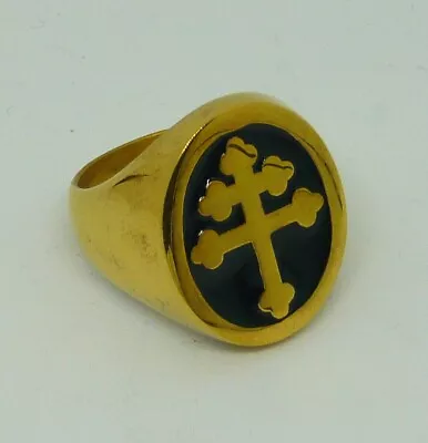 Lorraine Cross Ring In Solid Gold Plated Sterling Silver Magnum Pi And Enamel • $140