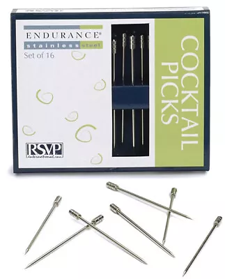 Stainless Martini Cocktail Picks Olives Appetizer Cheese 16pcs RSVP #RPICK16 • $12.37