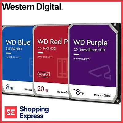 WD HDD 1TB 4TB 8TB 10TB 16TB 20TB Blue Red Black Purple Gold Internal Hard Drive • $100