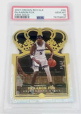 2021-22 Crown Royale Asia Gold #66 De'Aaron Fox: Sacramento Kings /10 PSA 10 • $250