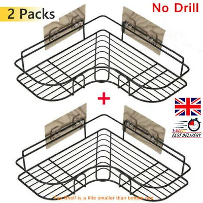 £10.35 • Buy 2 Adhesive Corner Shower Rack Shelf Bathroom Storage Organiser Basket Tidy Shelf