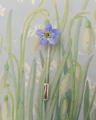 Small Blue FORGET-ME-NOT PIN Friendship Brooch Masonic Lapel Pin HAND PAINTED • $6.84