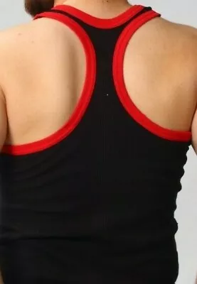 £5.99 • Buy 1 Or 2 MENS GYM VEST BODYBUILDING MUSCLE STRINGER RIBBED VEST RACERBACK FITNESS 