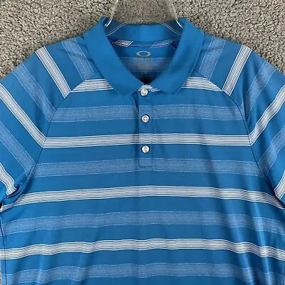 Oakley Hydrolix Golf Polo Shirt Mens Blue White Striped Regular Fit Size Large • $5.98