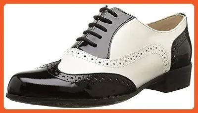 £12.99 • Buy CLARKS Narrative Hamble Oak Black & White Leather Brogue Shoes UK 5 EU 38 D