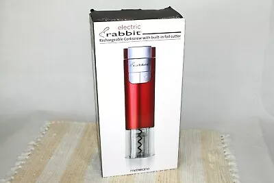 ELECTRIC RABBIT RECHARGEABLE CORKSCREW W/BUILT-IN FOIL CUTTER RED METROKANE • $16.93