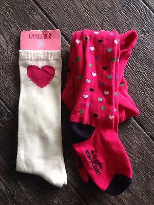 Babygap Gymboree 3/4 4/5 Heart Valentine's Day Pink Kneesocks Tights New Lot • £5.79