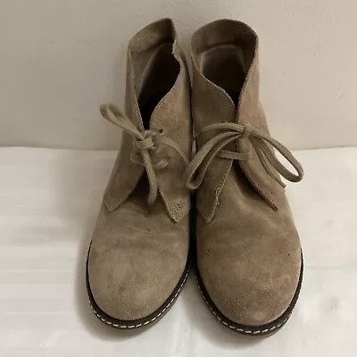 J. Crew MacAlister Beige Suede Wedge Ankle Boots Bootie Heels Size 8 • $14.99