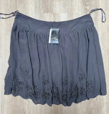 £4.99 • Buy Bnwt Ladies Grey Chiffon Beaded Short Skirt Size 16