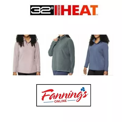 32 Degrees Ladies' Button Snap Neck Fleece Pullover L51 • $17.95