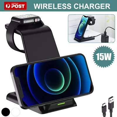 Wireless Charger Dock Charging Station 3 In 1 For Apple Watch IPhone 13 12 11 XS • $26.69