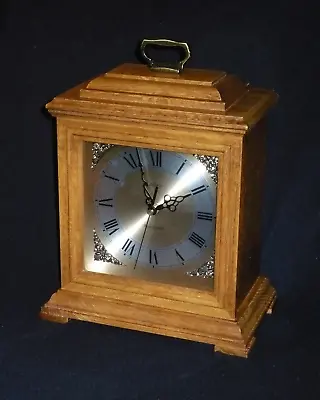 Vtg. Linden Oak Shelf Clock Quartz Electronic Japanese Mvmt. Westminster Chime • $32.49