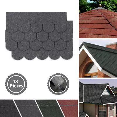 £34.95 • Buy Pack Of 18 Felt Roofing Shingles Asphalt Garage Shed Log Cabin Roof Tiles Sheets