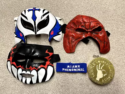 WWE Kane Mattel Kids Dressing Up Mask Bundle Rey Mysterio AJ Styles Cena Balor • £19.99