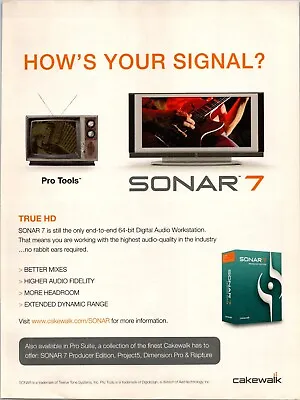 Sonar 7 Cakewalk Original  Print Ad • £8.12