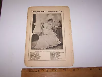 1906 INDEPENDENT TELEPHONE CO Paper Print Ad ADVANTAGES OF A RESIDENCE TELEPHONE • $12