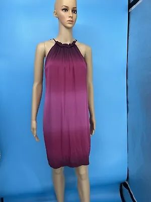 $21 • Buy VINCE Women's Lilac Silk Ombre Dip Dye Sleeveless Halter Dress Size: S V06315009