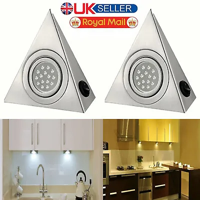 Mains Kitchen Under Cabinet Cupboard LED Lights Triangle Spotlight Unit Lamp Kit • £7.59