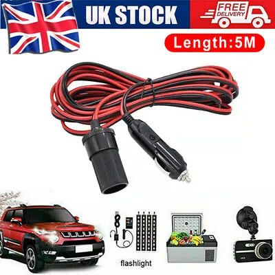 £4.99 • Buy 5M Car Cigarette Lighter 12V Extension Cable Adapter Socket Charger Lead New UK