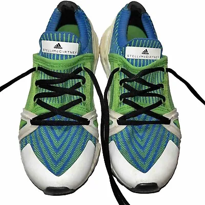 Stella McCartney 5.5 USA Adidas Shoes UltraBoost 20 Green Blue Striped Sneakers • $86