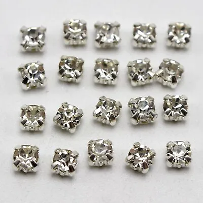 1440 Silver Clear Crystal Glass Rose Montees 3mm SS12 Sew On Rhinestones Beads • $10.67