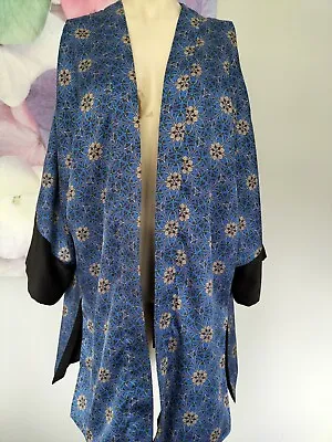 £8.50 • Buy Topshop Blue/Black Floral Print Tunic Kimono Jacket Size 14