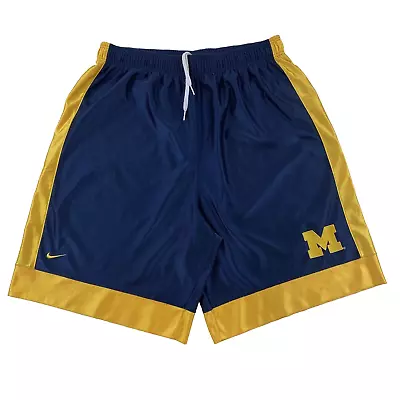 Vintage Michigan Wolverines Nike Team Basketball Shorts Mens Medium Blue Yellow • $24.99