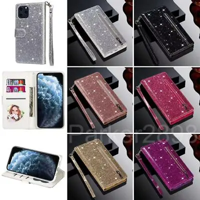 Case For IPhone 14 13 12 11 Pro XR XS MAX 8 7 Plus Glitter Leather Zipper Wallet • $18.69