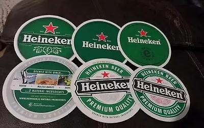 Set Of 6 Assorted Heineken  Beer Coasters. • $2.50