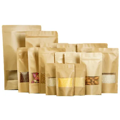 Brown Strong Grip Seal Gusset Craft Paper Bags Smell Free With Clear Window • £24.99