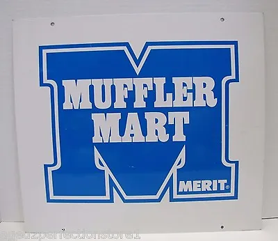 MERIT MUFFLER MART Sign Double Sided Auto Parts Repair Shop Gas Station Ad • $195