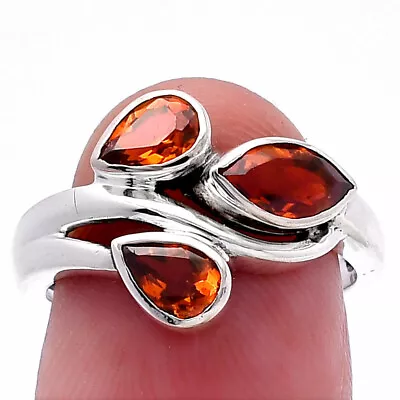 Natural Mandarin Citrine 925 Sterling Silver Ring S.7 Jewelry R-1025 • $13.49