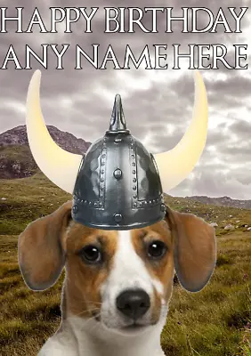 Jack Russell Terrier Hs191 Viking Warrior Personalised Birthday Greetings Card • £3.25
