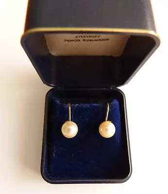 Vintage 9ct Hallmarked Gold Screw On Cultured Pearl Earrings • £70