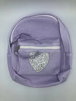 Girls' Mini Heart Applique Solid Backpack Cat & Jack Purple Glitter Shinny • $4.40