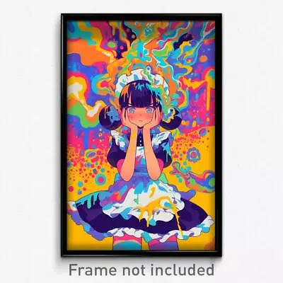 Anime Art Poster - Girl Feeling Annoyance Wearing Thick Maid Headdress (Print) • $24.99