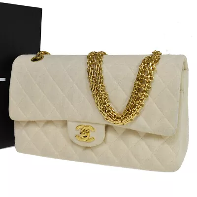 CHANEL CC Matelasse 25 Double Flap Chain Shoulder Bag Canvas Leather IY 332RJ544 • $2280