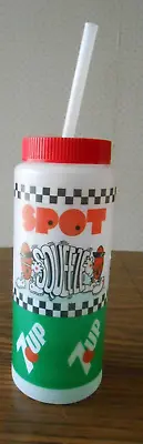 Vtg 7up Water Bottle Cool Spot Squeeze 1989 Straw Soda Advertising 80’s Retro • $17.99