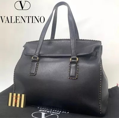 Vintage Valentino Garavani Leather Tote Bag Black Made In Italy • $188