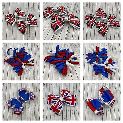 Union Jack (Red White Blue) Coronation/Jubilee Hair Bows • £4.50