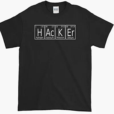Hacker T-shirt Programming Periodic Table Science Var Sizes S-5XL • £16.99