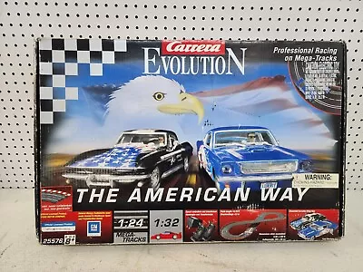 Carrera Evolution American Way 1/32 Figure 8 Stingray Mustang Set Slot Car Vette • $399.99