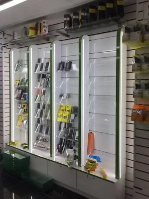 Mobile   Phones Counter Display Shop Unit Led  Lights Slat Wall Shelving  • £1200