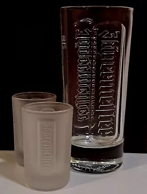 JAGERMEISTER Tall Clear Jagermeister Glass - 2 Frosted Jagermeister Shot Glasses • $60