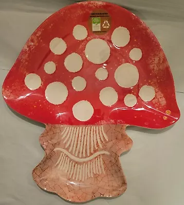 Mushroom Shaped Melamine Platter Serving Tray 16  X 14  Whimsical Decorative • $39.99