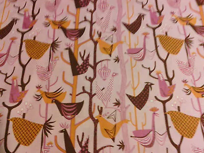 Mod Chicken Rooster Bird Pink Chickens Cotton Fabric Fq Oop • $2.60