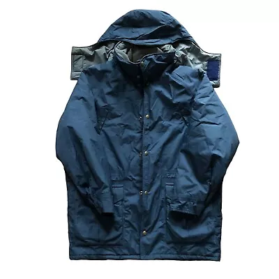LL Bean Maine Wardens Parka Hooded Blue Gore-Tex Coat Jacket USA MADE - Large • $64.95