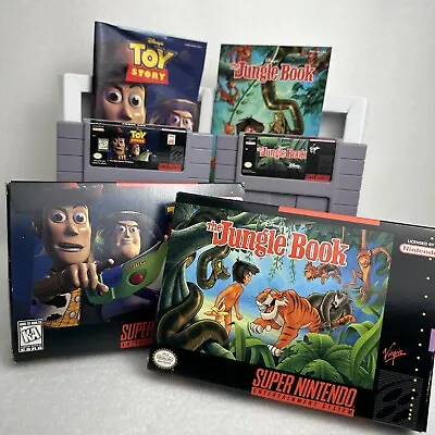 Toy Story+Jungle Book⭐NICE Complete CIB BOX⭐Super Nintendo SNES Disney Pixar Lot • $120