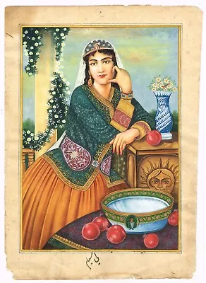 Handmade Persian Miniature Painting Of Persian Woman Art On Paper 6.5x9 Inches • $868.99