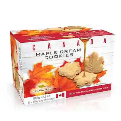 Canada True Canadian Maple Syrup Cookies 800g Leaf Shaped Cream Filled Biscuits • £8.99